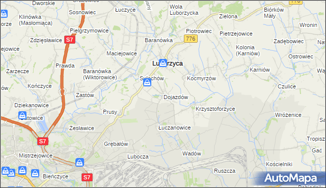 mapa Dojazdów, Dojazdów na mapie Targeo