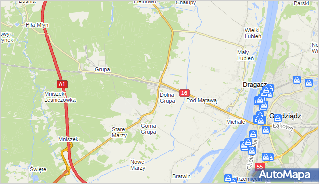 mapa Dolna Grupa, Dolna Grupa na mapie Targeo