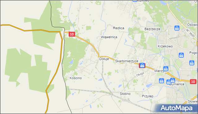 mapa Dołuje, Dołuje na mapie Targeo