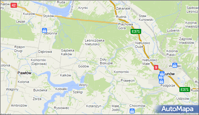 mapa Doły Biskupie, Doły Biskupie na mapie Targeo