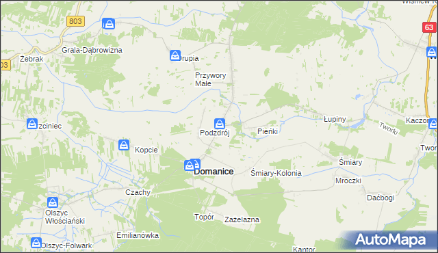 mapa Domanice-Kolonia, Domanice-Kolonia na mapie Targeo