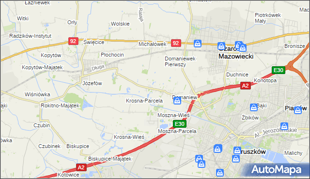 mapa Domaniewek gmina Brwinów, Domaniewek gmina Brwinów na mapie Targeo