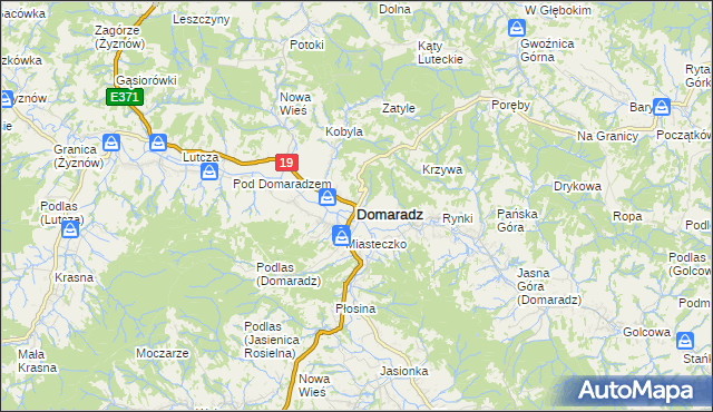 mapa Domaradz powiat brzozowski, Domaradz powiat brzozowski na mapie Targeo
