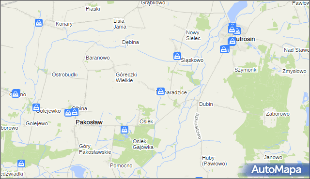 mapa Domaradzice gmina Jutrosin, Domaradzice gmina Jutrosin na mapie Targeo