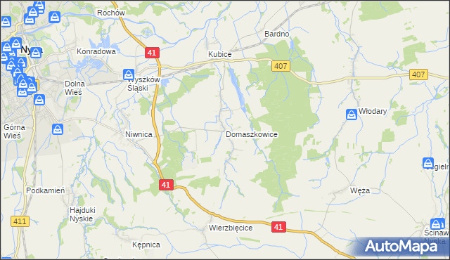 mapa Domaszkowice, Domaszkowice na mapie Targeo