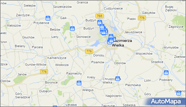 mapa Donosy, Donosy na mapie Targeo