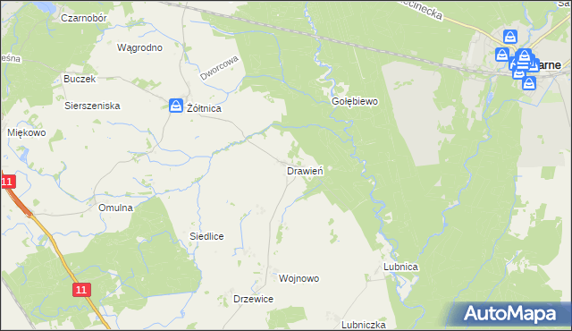 mapa Drawień, Drawień na mapie Targeo