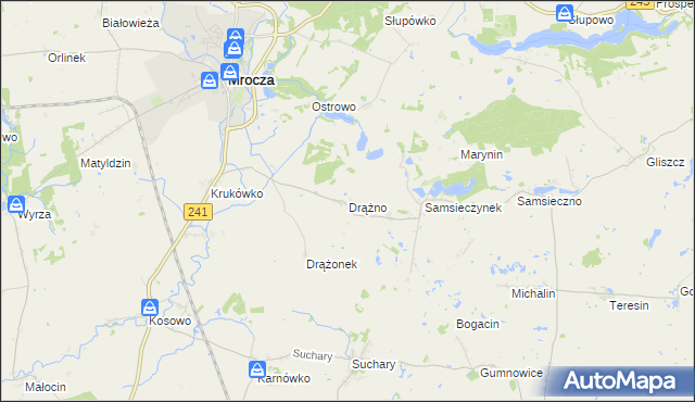 mapa Drążno gmina Mrocza, Drążno gmina Mrocza na mapie Targeo