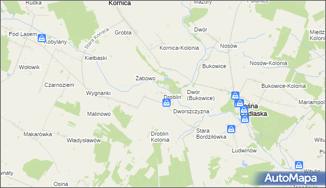 mapa Droblin gmina Leśna Podlaska, Droblin gmina Leśna Podlaska na mapie Targeo