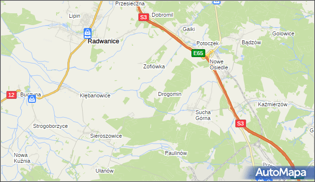mapa Drogomin gmina Jerzmanowa, Drogomin gmina Jerzmanowa na mapie Targeo