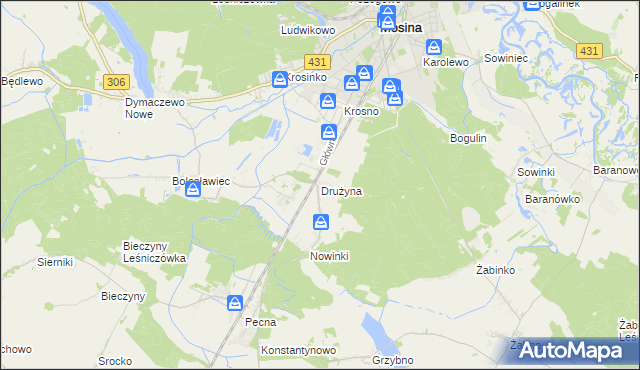 mapa Drużyna, Drużyna na mapie Targeo
