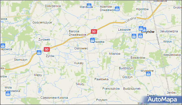 mapa Drwalewice gmina Chynów, Drwalewice gmina Chynów na mapie Targeo