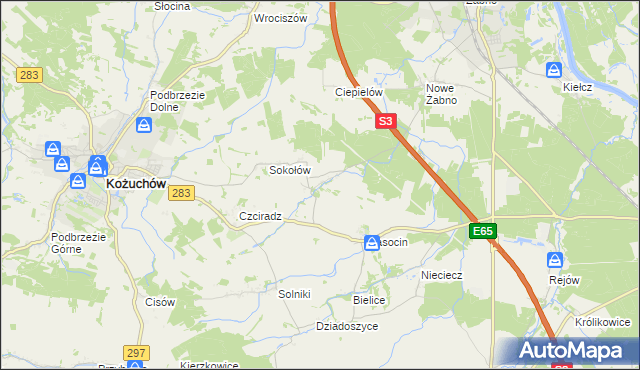 mapa Drwalewice gmina Kożuchów, Drwalewice gmina Kożuchów na mapie Targeo
