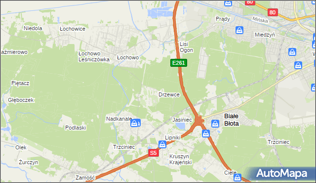 mapa Drzewce gmina Białe Błota, Drzewce gmina Białe Błota na mapie Targeo