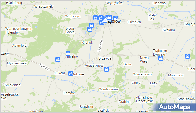 mapa Drzewce gmina Zagórów, Drzewce gmina Zagórów na mapie Targeo