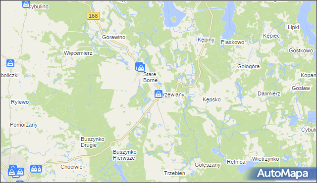 mapa Drzewiany, Drzewiany na mapie Targeo