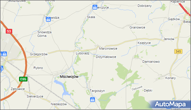 mapa Drzymałowice, Drzymałowice na mapie Targeo