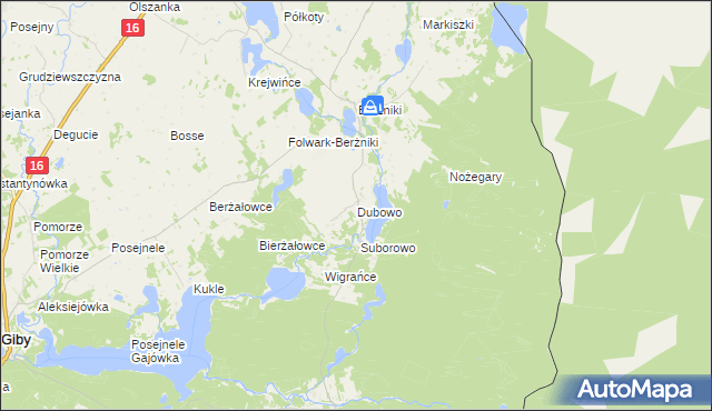 mapa Dubowo gmina Sejny, Dubowo gmina Sejny na mapie Targeo