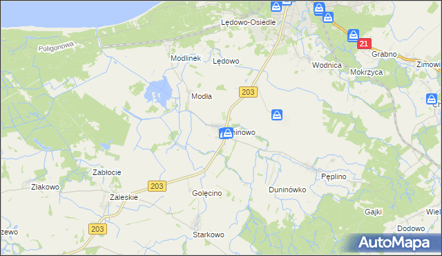 mapa Duninowo, Duninowo na mapie Targeo