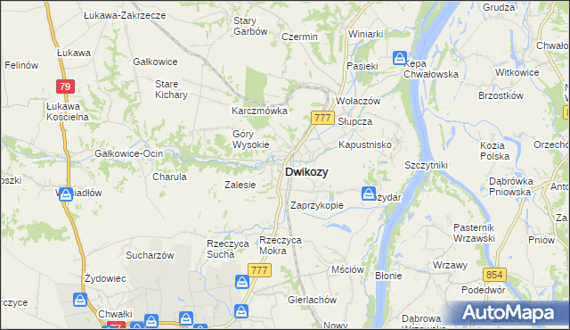 mapa Dwikozy, Dwikozy na mapie Targeo