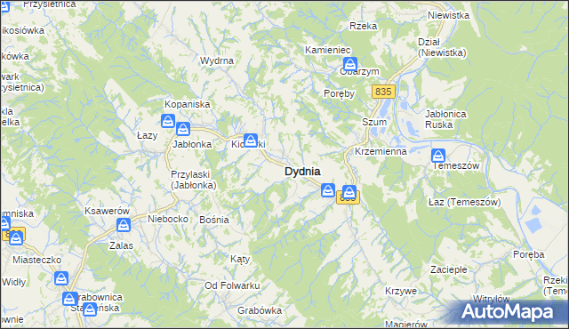 mapa Dydnia, Dydnia na mapie Targeo