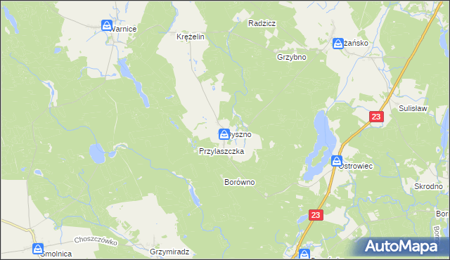 mapa Dyszno, Dyszno na mapie Targeo