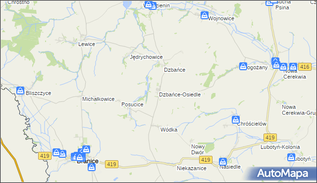 mapa Dzbańce-Osiedle, Dzbańce-Osiedle na mapie Targeo