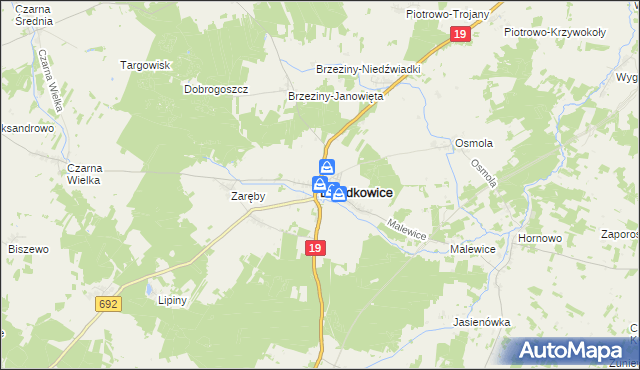 mapa Dziadkowice powiat siemiatycki, Dziadkowice powiat siemiatycki na mapie Targeo