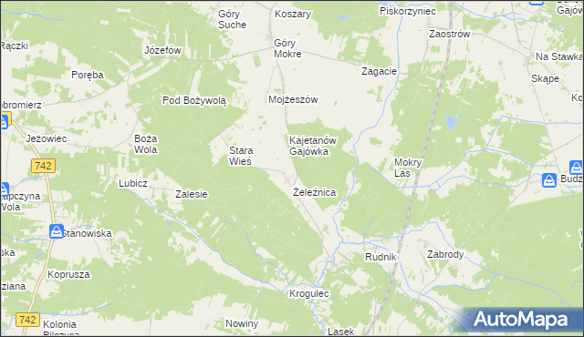 mapa Dziady gmina Przedbórz, Dziady gmina Przedbórz na mapie Targeo