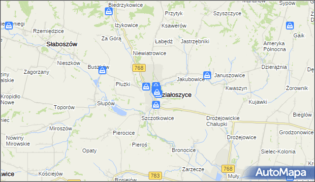 mapa Działoszyce, Działoszyce na mapie Targeo