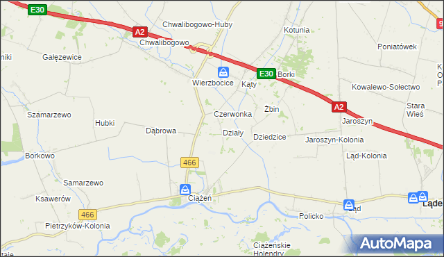 mapa Działy gmina Lądek, Działy gmina Lądek na mapie Targeo