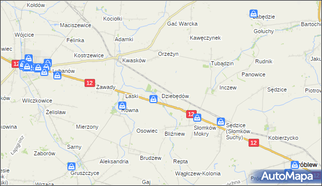 mapa Dziebędów, Dziebędów na mapie Targeo