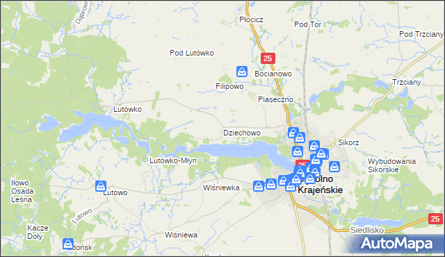 mapa Dziechowo, Dziechowo na mapie Targeo