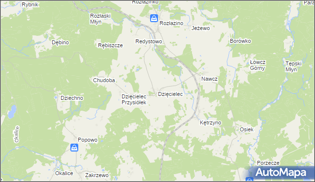 mapa Dzięcielec, Dzięcielec na mapie Targeo
