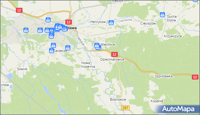 mapa Dziećmiarowice, Dziećmiarowice na mapie Targeo