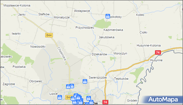 mapa Dziekanów, Dziekanów na mapie Targeo