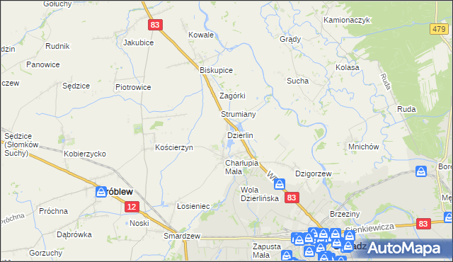 mapa Dzierlin, Dzierlin na mapie Targeo