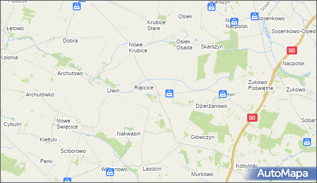 mapa Dzierżanowo-Osada, Dzierżanowo-Osada na mapie Targeo