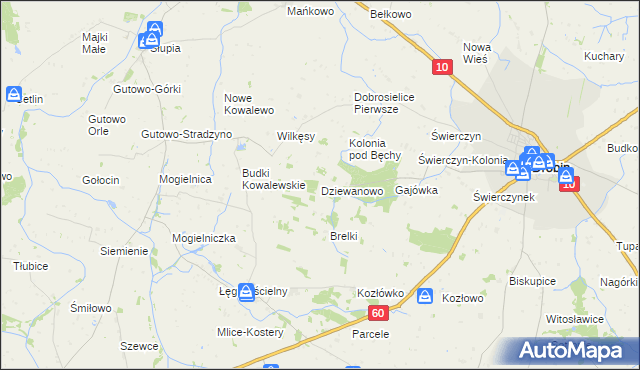 mapa Dziewanowo, Dziewanowo na mapie Targeo