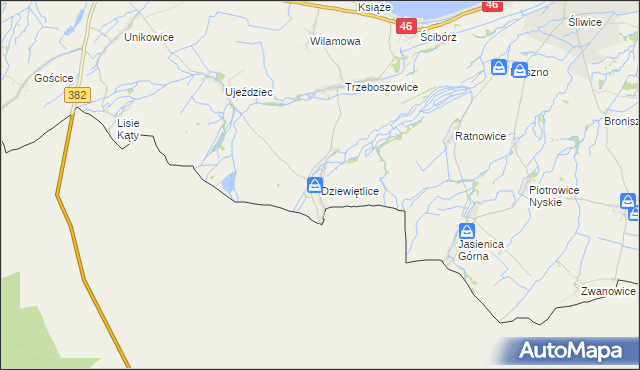 mapa Dziewiętlice, Dziewiętlice na mapie Targeo