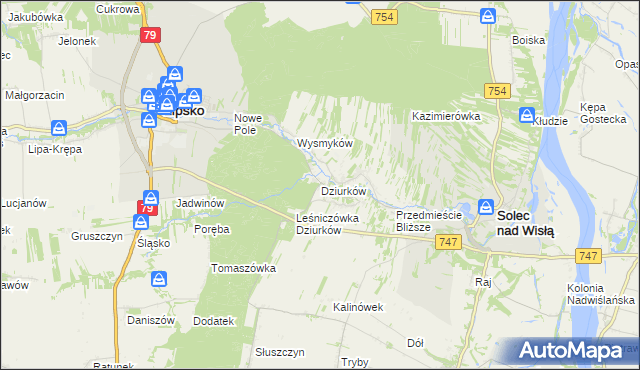 mapa Dziurków, Dziurków na mapie Targeo