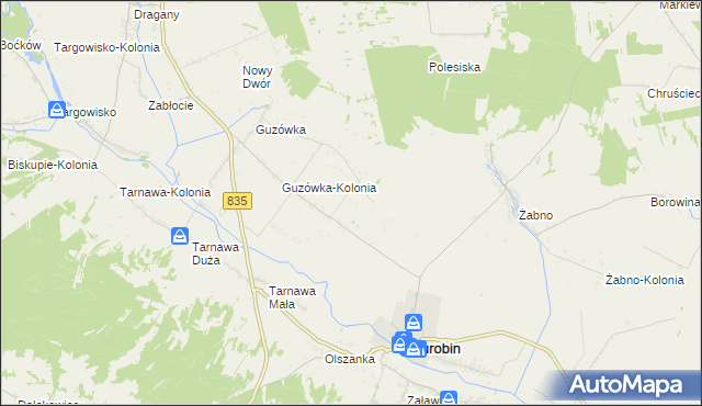 mapa Elizówka gmina Turobin, Elizówka gmina Turobin na mapie Targeo