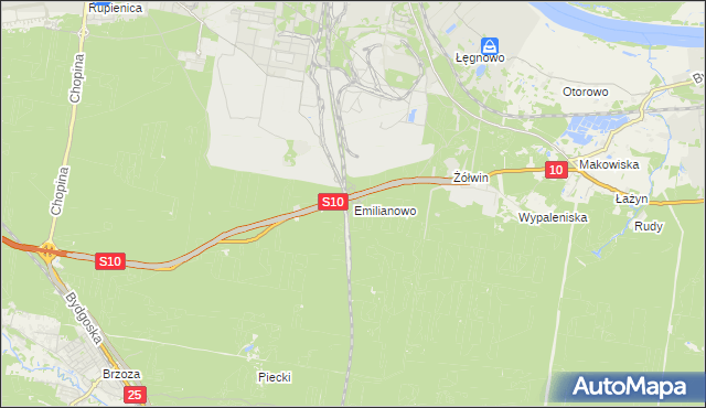 mapa Emilianowo gmina Nowa Wieś Wielka, Emilianowo gmina Nowa Wieś Wielka na mapie Targeo