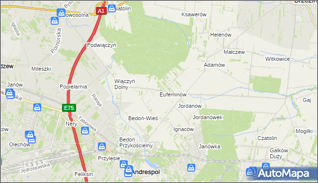 mapa Eufeminów, Eufeminów na mapie Targeo