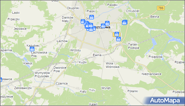 mapa Ewina gmina Włoszczowa, Ewina gmina Włoszczowa na mapie Targeo