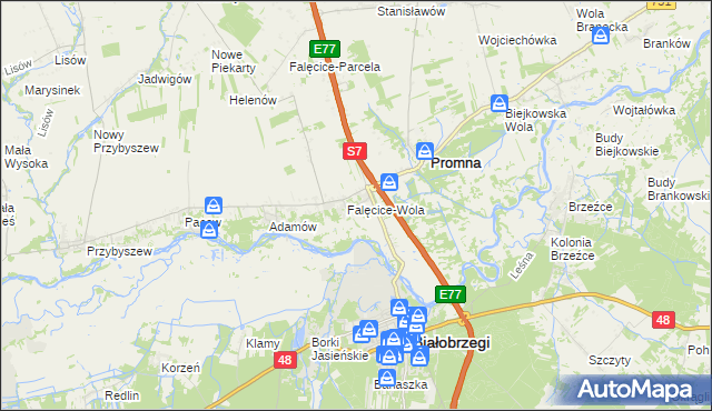 mapa Falęcice, Falęcice na mapie Targeo