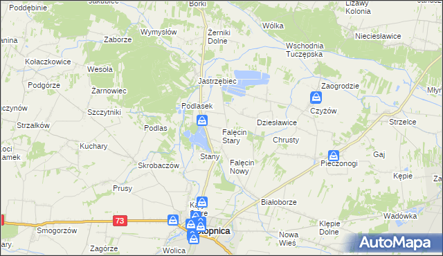 mapa Falęcin Stary, Falęcin Stary na mapie Targeo