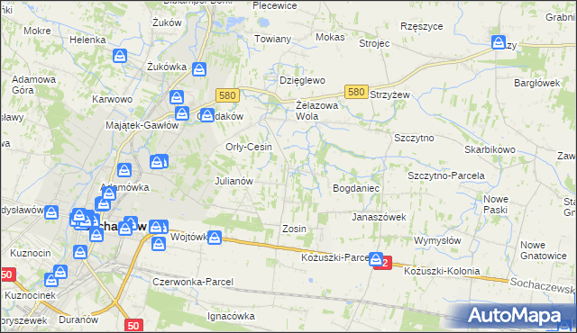 mapa Feliksów gmina Sochaczew, Feliksów gmina Sochaczew na mapie Targeo