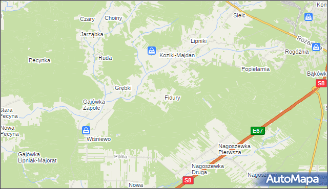 mapa Fidury, Fidury na mapie Targeo