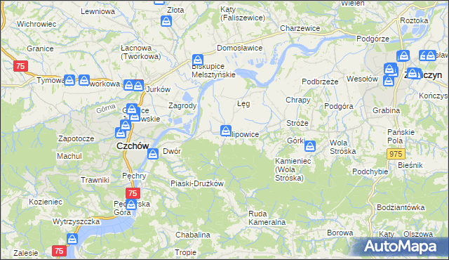 mapa Filipowice gmina Zakliczyn, Filipowice gmina Zakliczyn na mapie Targeo